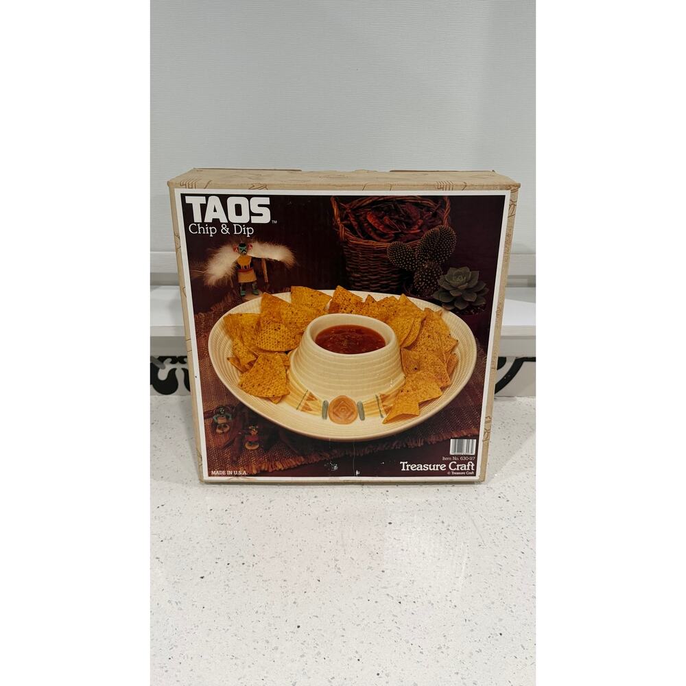 Vintage Taos Sombrero Hat Chip & Dip Plate Platter Serving Treasure Craft
